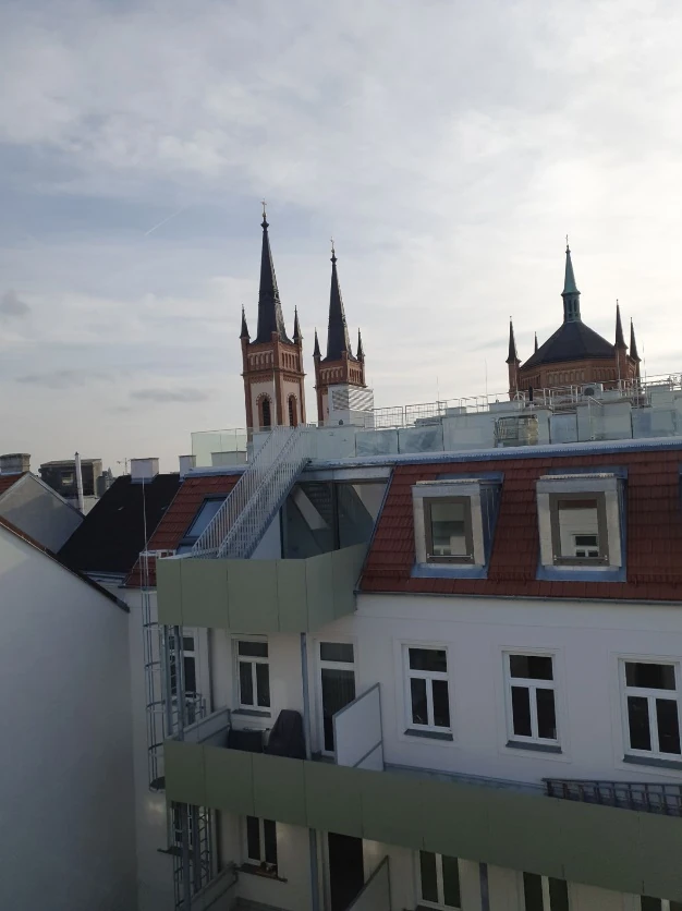 Ausgebautes Dach mit Blick auf die Wiener Kirchtürme